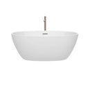 Wyndham Collection Juno 59 inch Freestanding Bathtub in White with Floor Mounted Faucet, Drain and Overflow Trim in Brushed Nickel 4