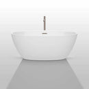 Wyndham Collection Juno 59 inch Freestanding Bathtub in White with Floor Mounted Faucet, Drain and Overflow Trim in Brushed Nickel 3