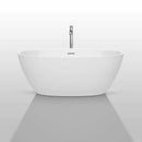 Wyndham Collection Juno 59 inch Freestanding Bathtub in White with Polished Chrome Drain and Overflow Trim and Floor Mounted Faucet 3