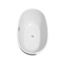 Wyndham Collection Juno 59 inch Freestanding Bathtub in White with Floor Mounted Faucet, Drain and Overflow Trim in Brushed Nickel 6