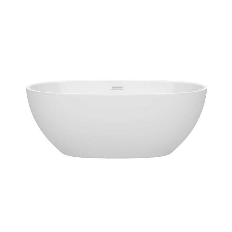 Wyndham Collection Juno 63 inch Freestanding Bathtub in White with Polished Chrome Drain and Overflow Trim 4