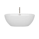 Wyndham Collection Juno 63 inch Freestanding Bathtub in White with Floor Mounted Faucet, Drain and Overflow Trim in Brushed Nickel 4