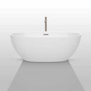Wyndham Collection Juno 63 inch Freestanding Bathtub in White with Floor Mounted Faucet, Drain and Overflow Trim in Brushed Nickel 3