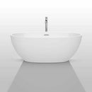 Wyndham Collection Juno 63 inch Freestanding Bathtub in White with Polished Chrome Drain and Overflow Trim and Floor Mounted Faucet 3