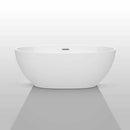 Wyndham Collection Juno 63 inch Freestanding Bathtub in White with Brushed Nickel Drain and Overflow Trim 3