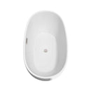 Wyndham Collection Juno 63 inch Freestanding Bathtub in White with Brushed Nickel Drain and Overflow Trim 6