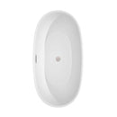 Wyndham Collection Juno 63 inch Freestanding Bathtub in White with Brushed Nickel Drain and Overflow Trim 8