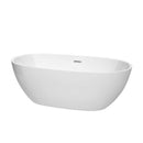 Wyndham Collection Juno 67 inch Freestanding Bathtub in White with Polished Chrome Drain and Overflow Trim