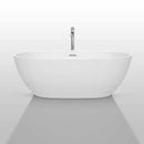 Wyndham Collection Juno 67 inch Freestanding Bathtub in White with Polished Chrome Drain and Overflow Trim and Floor Mounted Faucet 3