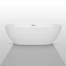 Wyndham Collection Juno 71 inch Freestanding Bathtub in White with Brushed Nickel Drain and Overflow Trim 3
