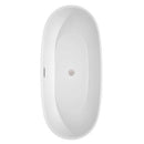 Wyndham Collection Juno 71 inch Freestanding Bathtub in White with Floor Mounted Faucet, Drain and Overflow Trim in Brushed Nickel 8