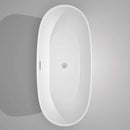 Wyndham Collection Juno 71 inch Freestanding Bathtub in White with Brushed Nickel Drain and Overflow Trim 7