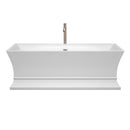 Wyndham Collection Jamie 67 inch Soaking Bathtub in White with Brushed Nickel Trim, and Brushed Nickel Floor Mounted Faucet 2