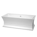 Wyndham Collection Jamie 67 inch Soaking Bathtub in White with Brushed Nickel Trim
