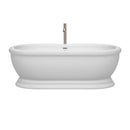 Wyndham Collection Mary 68 inch Soaking Bathtub in White with Brushed Nickel Trim, and Brushed Nickel Floor Mounted Faucet 2