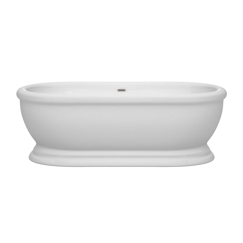 Wyndham Collection Mary 68 inch Soaking Bathtub in White with Brushed Nickel Trim 2