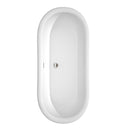 Wyndham Collection Mary 68 inch Soaking Bathtub in White with Brushed Nickel Trim, and Brushed Nickel Floor Mounted Faucet 4