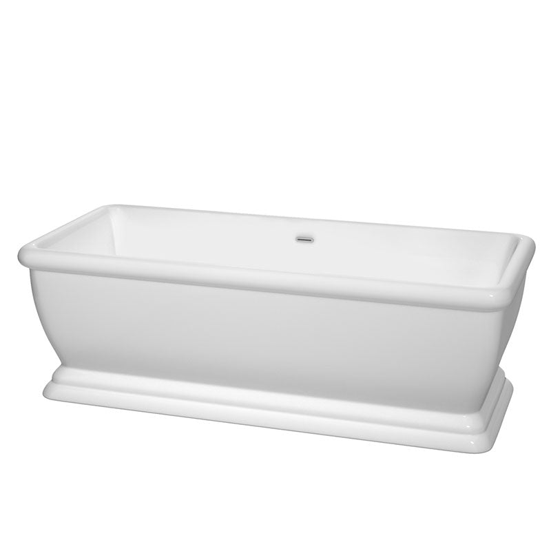 Wyndham Collection Candace 68 inch Soaking Bathtub in White with Polished Chrome Trim
