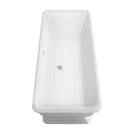 Wyndham Collection Candace 68 inch Soaking Bathtub in White with Polished Chrome Trim, and Polished Chrome Floor Mounted Faucet 3