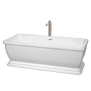 Wyndham Collection Candace 68 inch Soaking Bathtub in White with Brushed Nickel Trim, and Brushed Nickel Floor Mounted Faucet