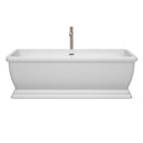Wyndham Collection Candace 68 inch Soaking Bathtub in White with Brushed Nickel Trim, and Brushed Nickel Floor Mounted Faucet 2