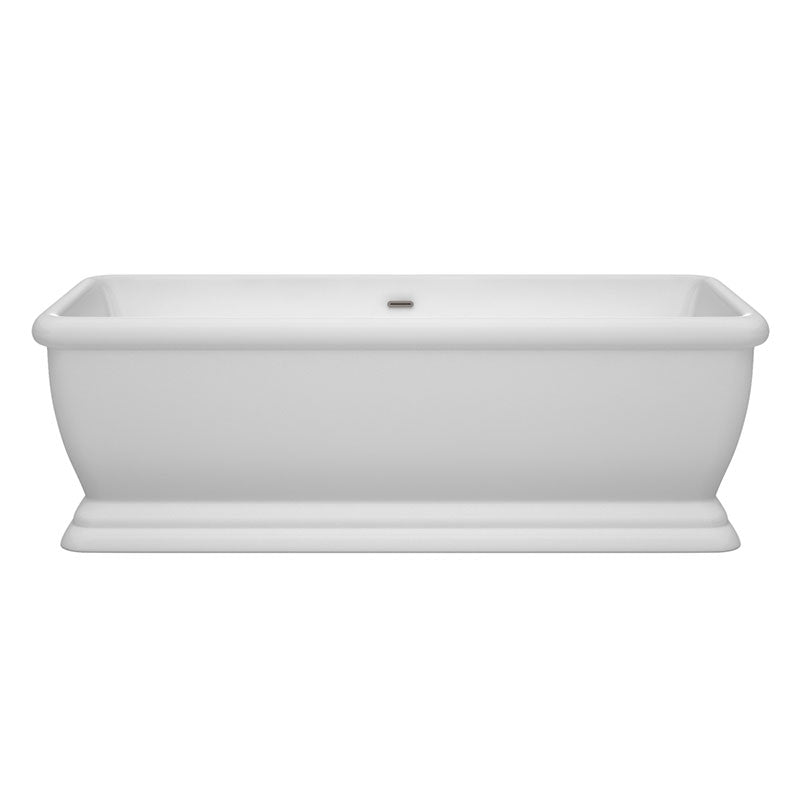 Wyndham Collection Candace 68 inch Soaking Bathtub in White with Brushed Nickel Trim 2