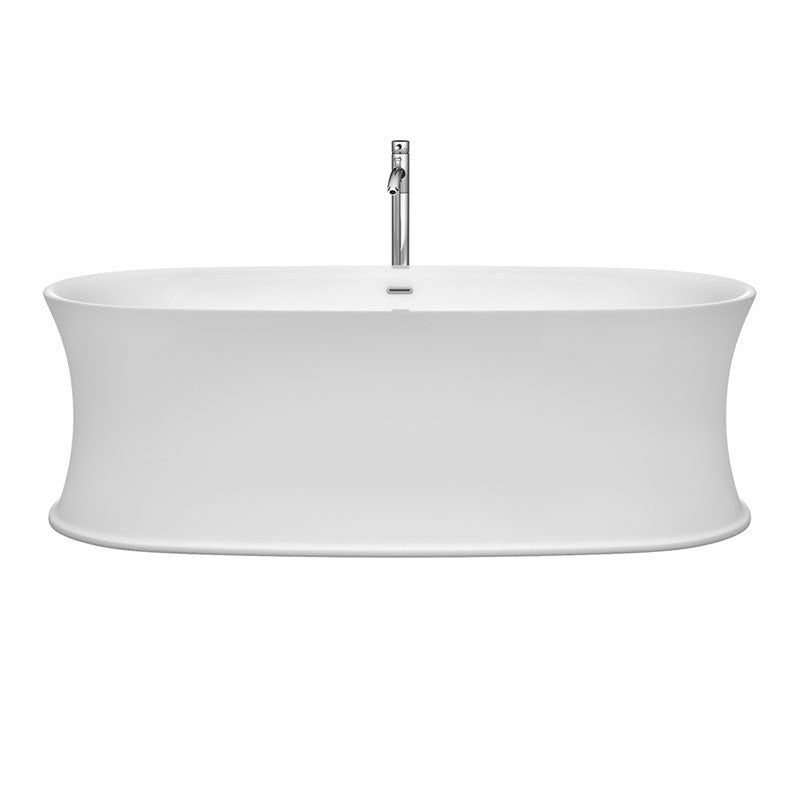 Wyndham Collection Kara 71 inch Soaking Bathtub in White with Polished Chrome Trim, and Polished Chrome Floor Mounted Faucet 2