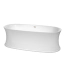 Wyndham Collection Kara 71 inch Soaking Bathtub in White with Brushed Nickel Trim