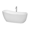 Wyndham Collection Margaret 66 inch Soaking Bathtub in White with Polished Chrome Trim, and Polished Chrome Floor Mounted Faucet