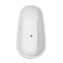 Wyndham Collection Clara 69 inch Soaking Bathtub in White with Brushed Nickel Trim 3