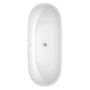 Wyndham Collection Clara 69 inch Soaking Bathtub in White with Brushed Nickel Trim 4