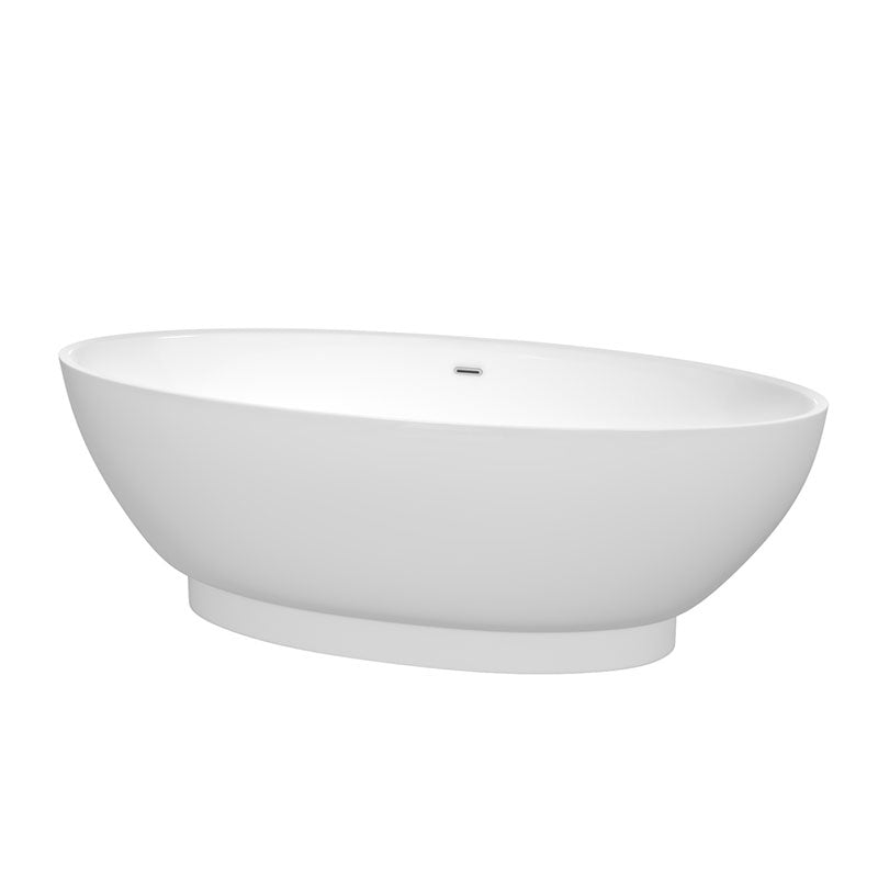 Wyndham Collection Helen 70 inch Soaking Bathtub in White with Polished Chrome Trim
