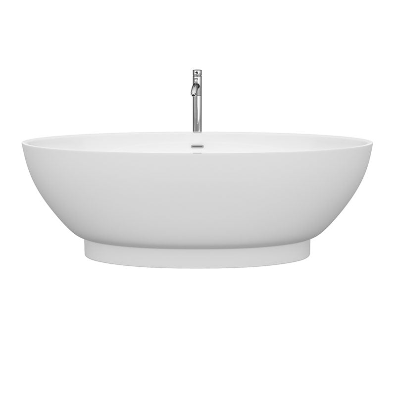 Wyndham Collection Helen 70 inch Soaking Bathtub in White with Polished Chrome Trim, and Polished Chrome Floor Mounted Faucet 2