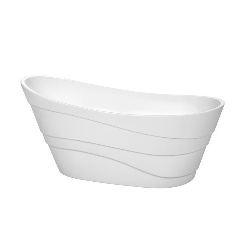 Wyndham Collection Kari 67 inch Soaking Bathtub in White with Polished Chrome Trim