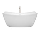 Wyndham Collection Donna 67 inch Soaking Bathtub in White with Brushed Nickel Trim, and Brushed Nickel Floor Mounted Faucet 2
