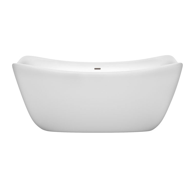 Wyndham Collection Donna 67 inch Soaking Bathtub in White with Brushed Nickel Trim 2