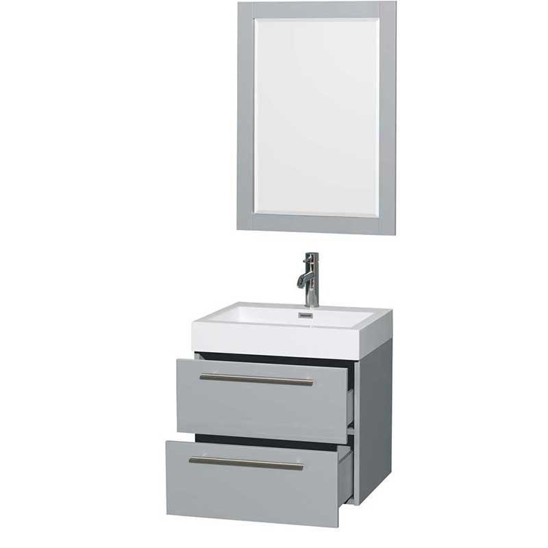 Axa 24" Single Bathroom Vanity in Dove Gray, Acrylic Resin Countertop, Integrated Sink and 24" Mirror 2