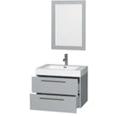 Amare 30" Single Bathroom Vanity in Dove Gray, Acrylic Resin Countertop, Integrated Sink and 24" Mirror 2