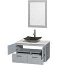 Amare 36" Single Bathroom Vanity in Dove Gray, White Man-Made Stone Countertop, Arista Black Granite Sink and 24" Mirror 2