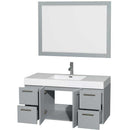 Amare 48" Single Bathroom Vanity in Dove Gray, Acrylic Resin Countertop, Integrated Sink and 46" Mirror 2