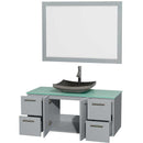 Amare 48" Single Bathroom Vanity in Dove Gray, Green Glass Countertop, Altair Black Granite Sink and 46" Mirror 2