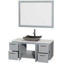Amare 48" Single Bathroom Vanity in Dove Gray, White Man-Made Stone Countertop, Altair Black Granite Sink and 46" Mirror 2