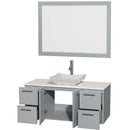 Amare 48" Single Bathroom Vanity in Dove Gray, White Man-Made Stone Countertop, Avalon White Carrera Marble Sink and 46" Mirror 2