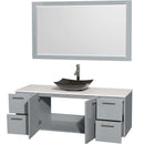 Amare 60" Single Bathroom Vanity in Dove Gray, White Man-Made Stone Countertop, Arista Black Granite Sink and 58" Mirror 2