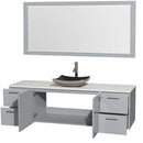 Amare 72" Single Bathroom Vanity in Dove Gray, White Man-Made Stone Countertop, Altair Black Granite Sink and 70" Mirror 2