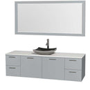 Amare 72" Single Bathroom Vanity in Dove Gray, White Man-Made Stone Countertop, Altair Black Granite Sink and 70" Mirror