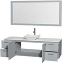 Amare 72" Single Bathroom Vanity in Dove Gray, White Man-Made Stone Countertop, Avalon White Carrera Marble Sink and 70" Mirror 2