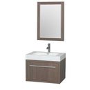 Axa 30" Single Bathroom Vanity in Gray Oak, Acrylic Resin Countertop, Integrated Sink and 24" Mirror