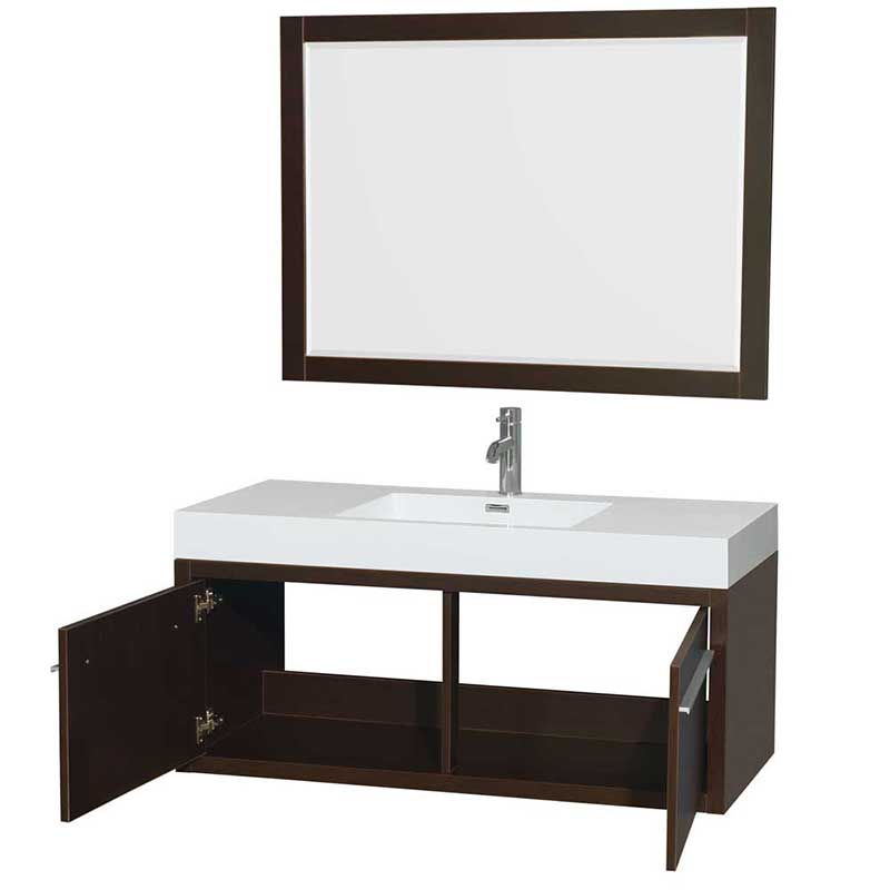Axa 48" Single Bathroom Vanity in Espresso, Acrylic Resin Countertop, Integrated Sink and 46" Mirror 2