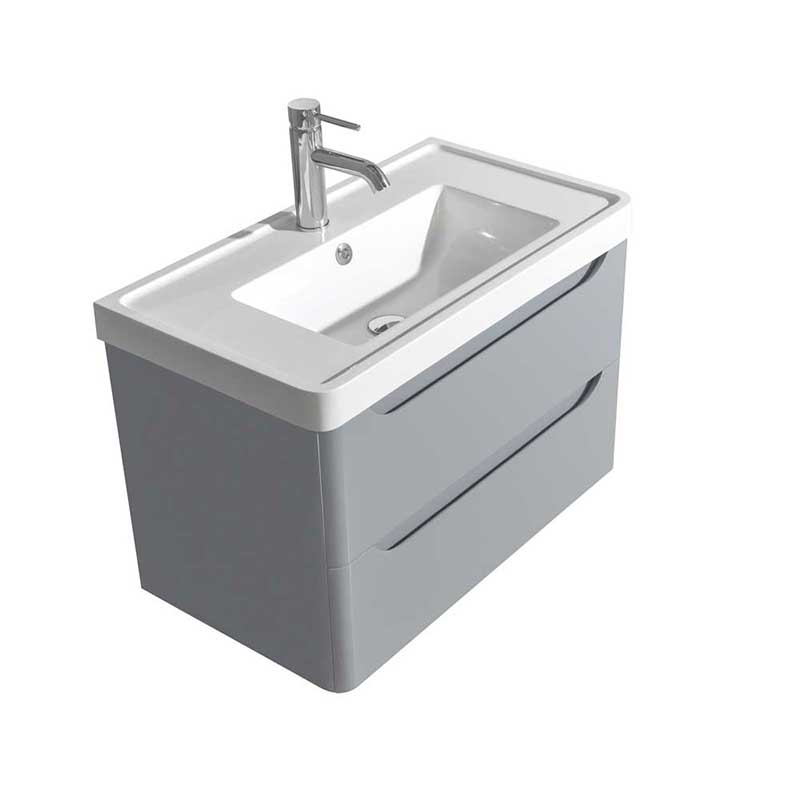 Wyndham Collection Murano 30 inch Single Bathroom Vanity in Gray, Acrylic-Resin Countertop, Integrated Sink, and 24 inch Mirror 3